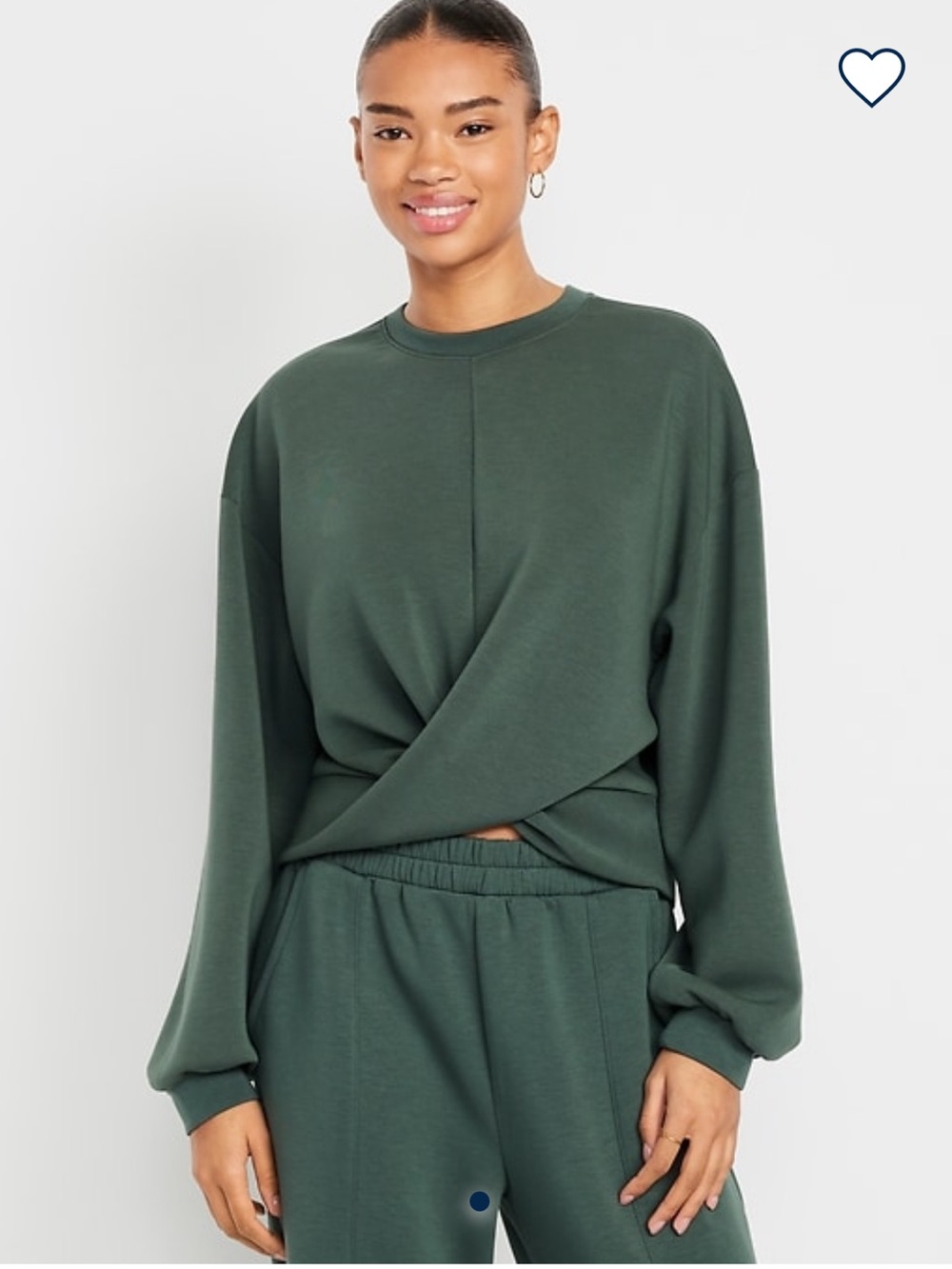 Old Navy Bounce Fleece Twist-Front Sweatshirt 2X in Lakeshore Green